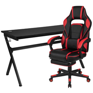 Gaming Desk/Headphone Hook/Removable Mousepad Top & Red Back/Arms Gaming Chair - Flash Furniture