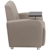 Gray LeatherSoft Guest Chair with Tablet Arm, Chrome Legs and Cup Holder - Flash Furniture