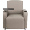 Gray LeatherSoft Guest Chair with Tablet Arm, Chrome Legs and Cup Holder - Flash Furniture