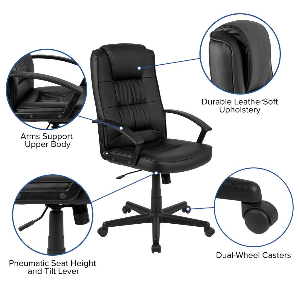 Flash Fundamentals High Back Black Task Office Chair with Arms - Flash Furniture