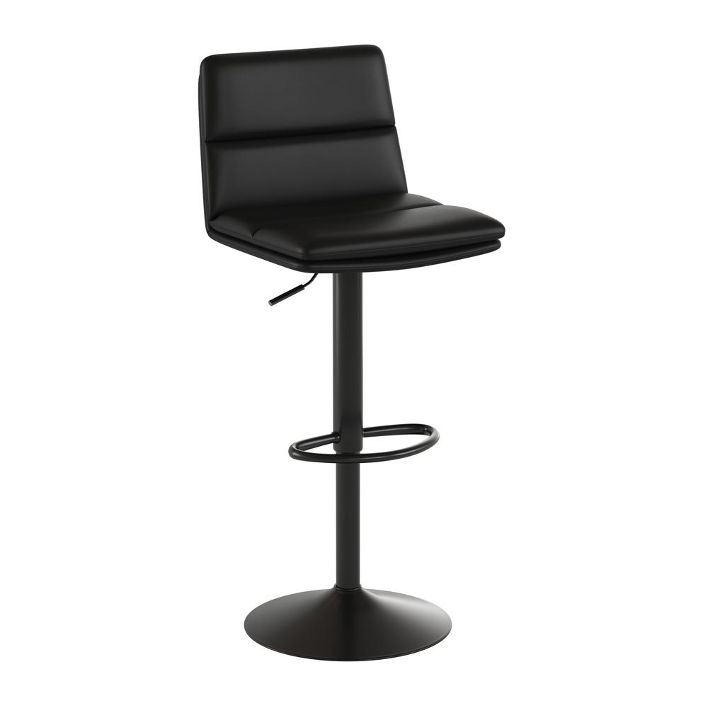 Mid-Back Adjustable Height Channel Stitched Barstools, Set of 2, Black - Flash Furniture