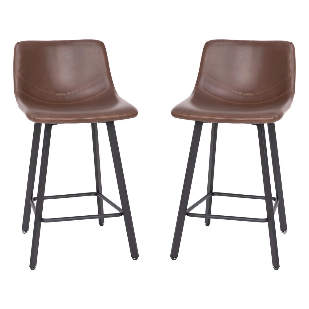 Armless 24 Inch Counter Height Stools w/Footrests in Chocolate Brown, Set of 2 - Flash Furniture