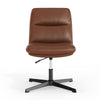 Cognac Padded LeatherSoft Armless Stationary Task Office Chair, Black Frame - Flash Furniture