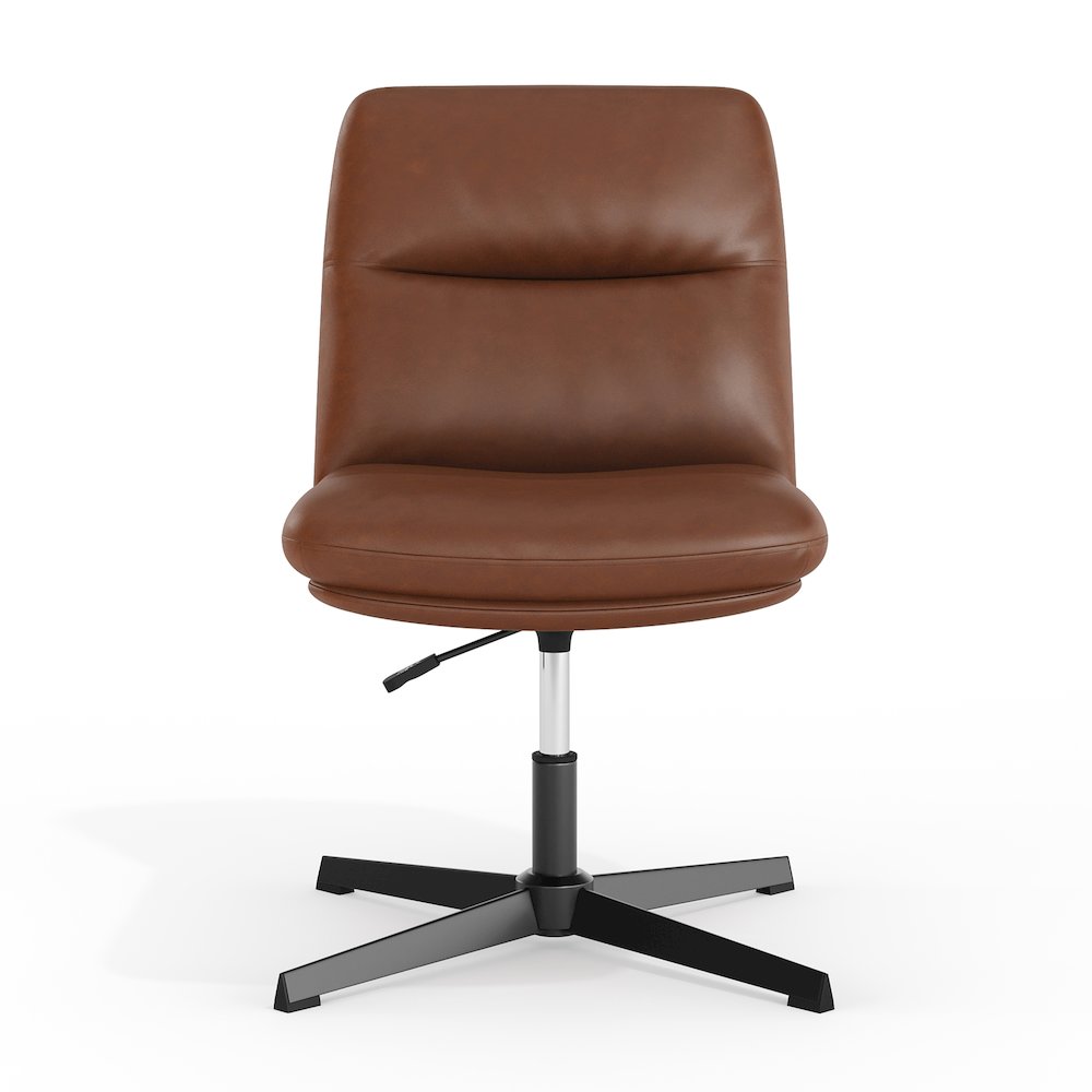 Cognac Padded LeatherSoft Armless Stationary Task Office Chair, Black Frame - Flash Furniture