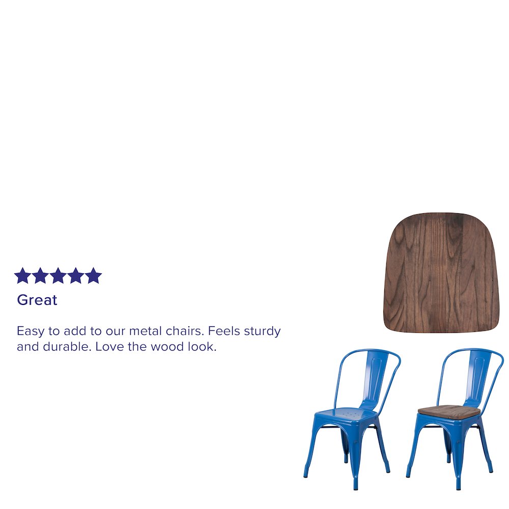 Rustic Walnut Wood Seat for Colorful Metal Chairs - Flash Furniture