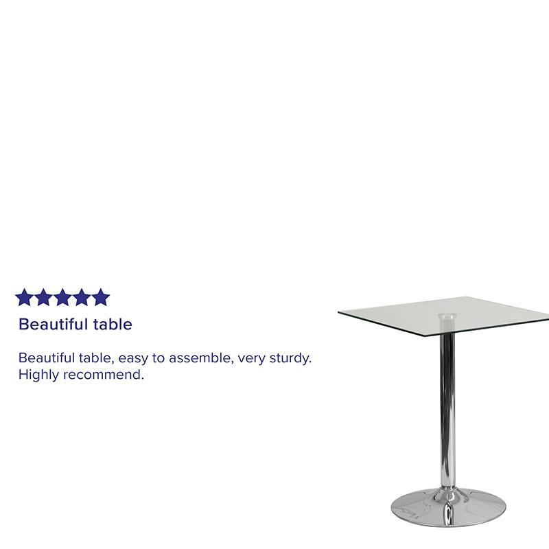 23.75'' Square Glass Table with 30''H Chrome Base - Flash Furniture