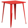 Commercial Grade 31.5'' Square Red Metal Indoor-Outdoor Bar Height Table - Flash Furniture