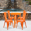 24'' Round Orange Metal Indoor-Outdoor Table Set with 4 Cafe Chairs - Flash Furniture