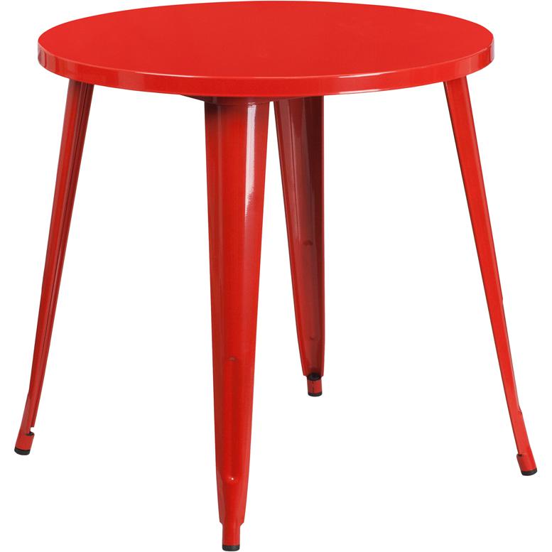 Commercial Grade 30'' Round Red Metal Indoor-Outdoor Table - Flash Furniture