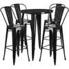 30'' Round Black Metal Indoor-Outdoor Bar Table Set with 4 Cafe Stools - Flash Furniture