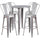 30'' Round Silver Metal Indoor-Outdoor Bar Table Set with 4 Cafe Stools - Flash Furniture