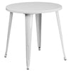 30'' Round White Metal Indoor-Outdoor Table Set with 4 Arm Chairs - Flash Furniture