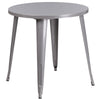 30'' Round Silver Metal Indoor-Outdoor Table Set with 4 Cafe Chairs - Flash Furniture