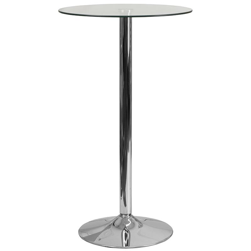 23.5'' Round Glass Table with 35.5''H Chrome Base - Flash Furniture