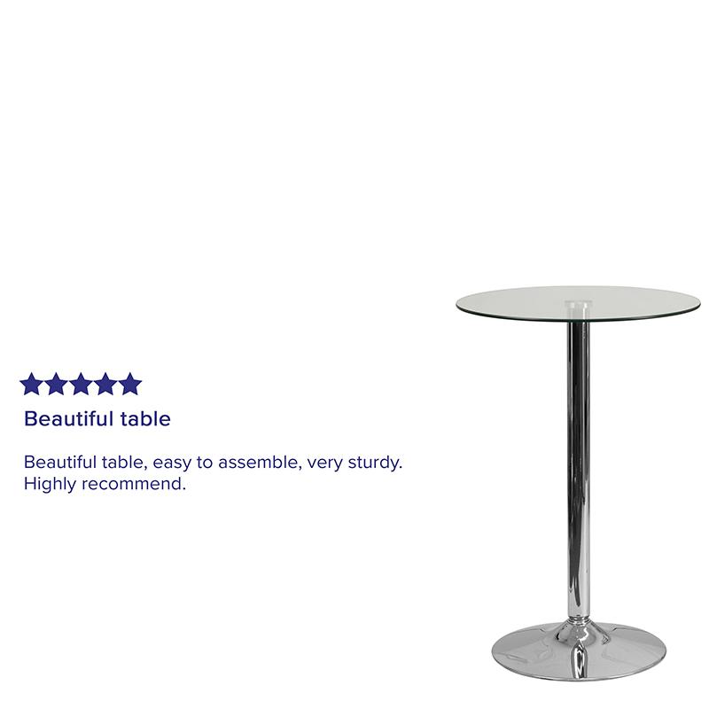 23.5'' Round Glass Table with 35.5''H Chrome Base - Flash Furniture