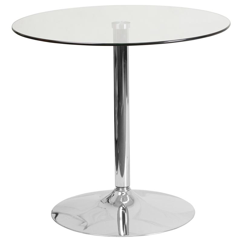 31.5'' Round Glass Table with 29''H Chrome Base - Flash Furniture