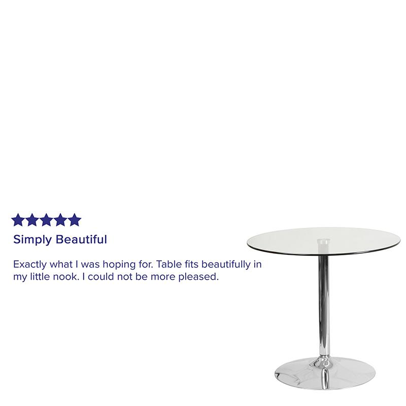 31.5'' Round Glass Table with 29''H Chrome Base - Flash Furniture