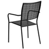 Commercial Grade Black Indoor-Outdoor Steel Patio Arm Chair with Square Back - Flash Furniture