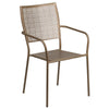 Commercial Grade Gold Indoor-Outdoor Steel Patio Arm Chair with Square Back - Flash Furniture