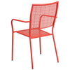 Commercial Grade Coral Indoor-Outdoor Steel Patio Arm Chair with Square Back - Flash Furniture