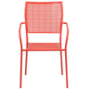 Commercial Grade Coral Indoor-Outdoor Steel Patio Arm Chair with Square Back - Flash Furniture