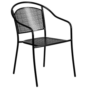 Commercial Grade Black Indoor-Outdoor Steel Patio Arm Chair with Round Back - Flash Furniture