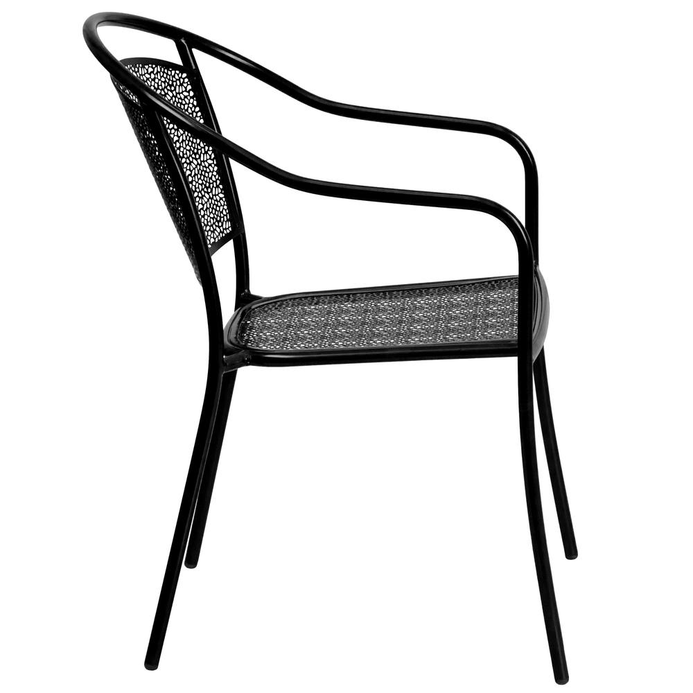Commercial Grade Black Indoor-Outdoor Steel Patio Arm Chair with Round Back - Flash Furniture
