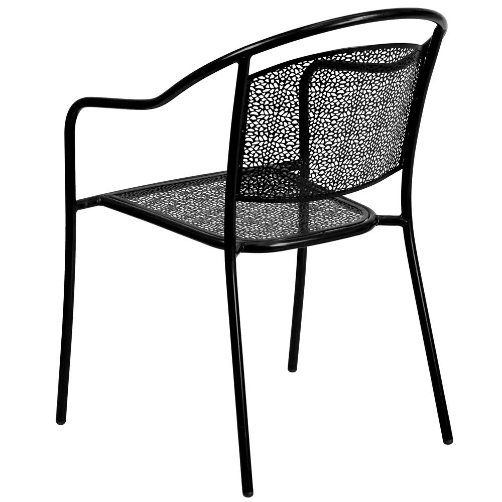 Commercial Grade Black Indoor-Outdoor Steel Patio Arm Chair with Round Back - Flash Furniture
