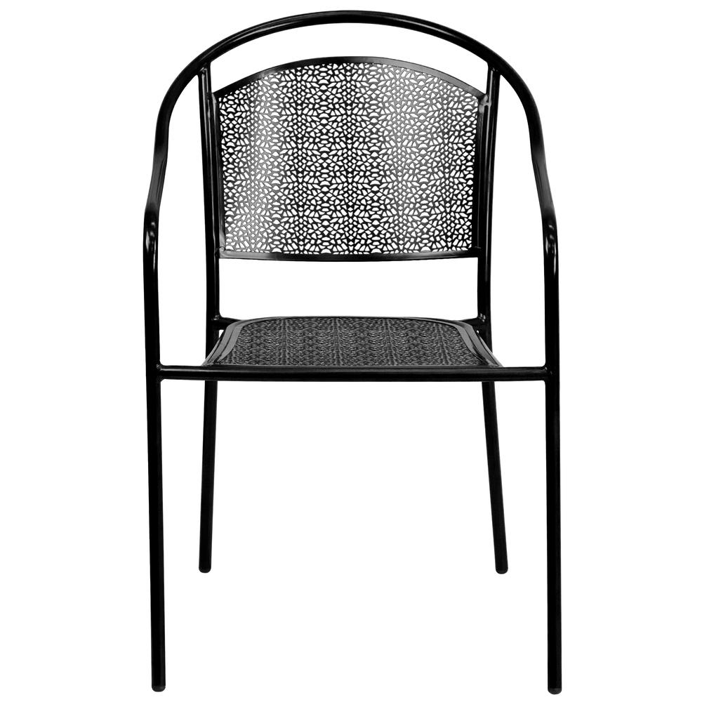 Commercial Grade Black Indoor-Outdoor Steel Patio Arm Chair with Round Back - Flash Furniture