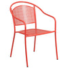 Commercial Grade Coral Indoor-Outdoor Steel Patio Arm Chair with Round Back - Flash Furniture