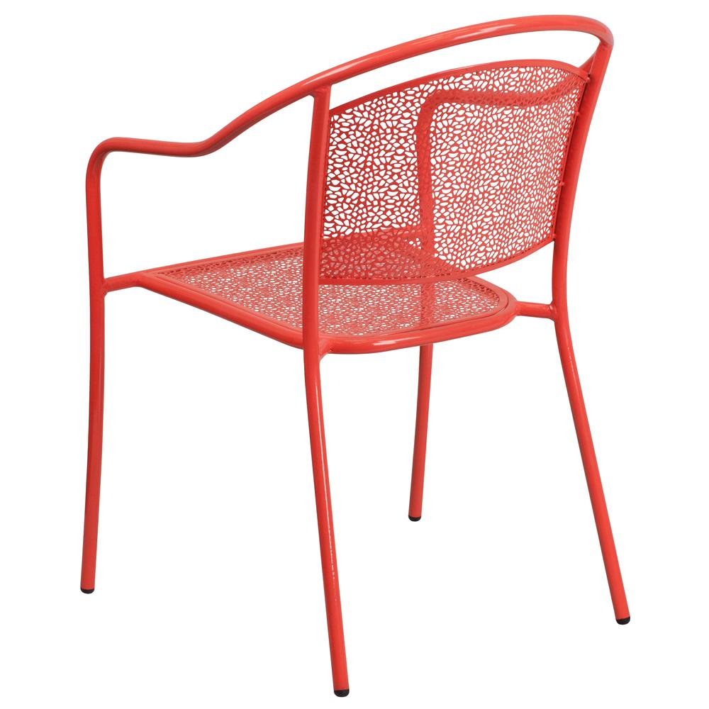Commercial Grade Coral Indoor-Outdoor Steel Patio Arm Chair with Round Back - Flash Furniture