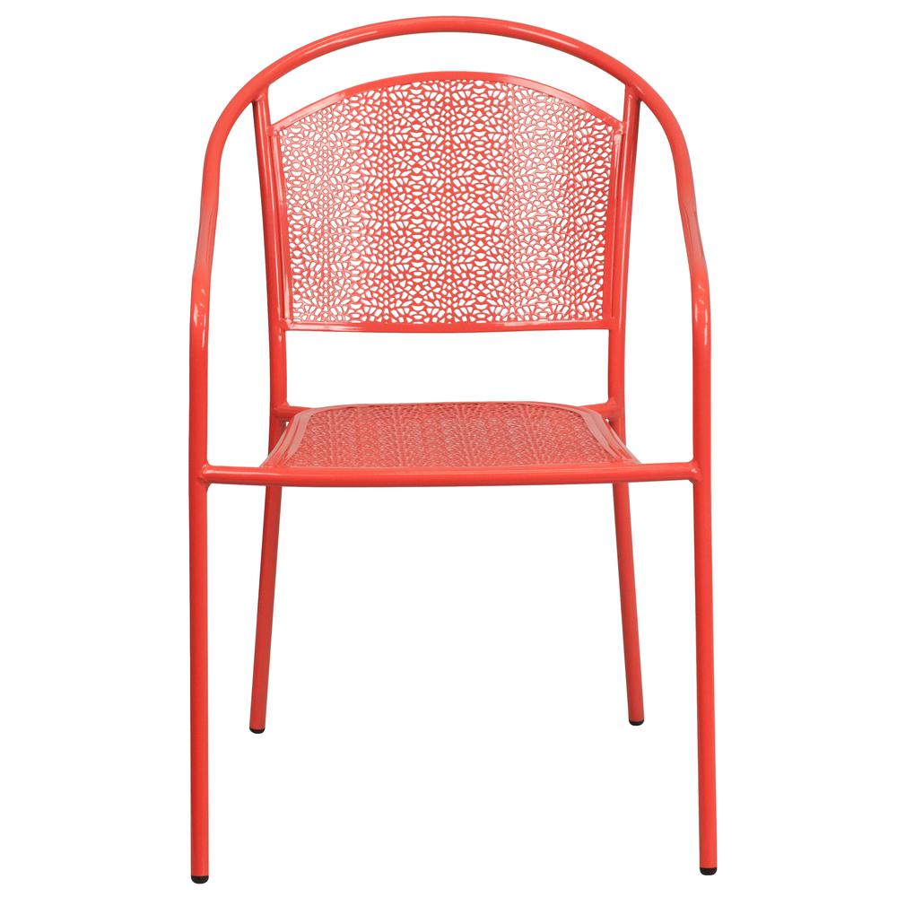 Commercial Grade Coral Indoor-Outdoor Steel Patio Arm Chair with Round Back - Flash Furniture