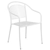 Commercial Grade White Indoor-Outdoor Steel Patio Arm Chair with Round Back - Flash Furniture