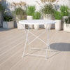 Commercial Grade 30'' Round White Indoor-Outdoor Steel Folding Patio Table - Flash Furniture