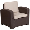 Chocolate Brown Faux Rattan Chair with All-Weather Beige Cushion - Flash Furniture