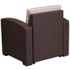 Chocolate Brown Faux Rattan Chair with All-Weather Beige Cushion - Flash Furniture