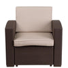 Chocolate Brown Faux Rattan Chair with All-Weather Beige Cushion - Flash Furniture