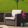 Chocolate Brown Faux Rattan Chair with All-Weather Beige Cushion - Flash Furniture