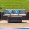 Chocolate Brown Faux Rattan Coffee Table - Flash Furniture