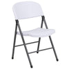 HERCULES Series 330 lb. Capacity Granite White Plastic Folding Chair with Charcoal Frame - Flash Furniture