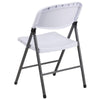 HERCULES Series 330 lb. Capacity Granite White Plastic Folding Chair with Charcoal Frame - Flash Furniture