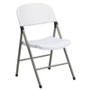 HERCULES Series 330 lb. Capacity White Plastic Folding Chair with Gray Frame - Flash Furniture