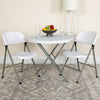 HERCULES Series 330 lb. Capacity White Plastic Folding Chair with Gray Frame - Flash Furniture