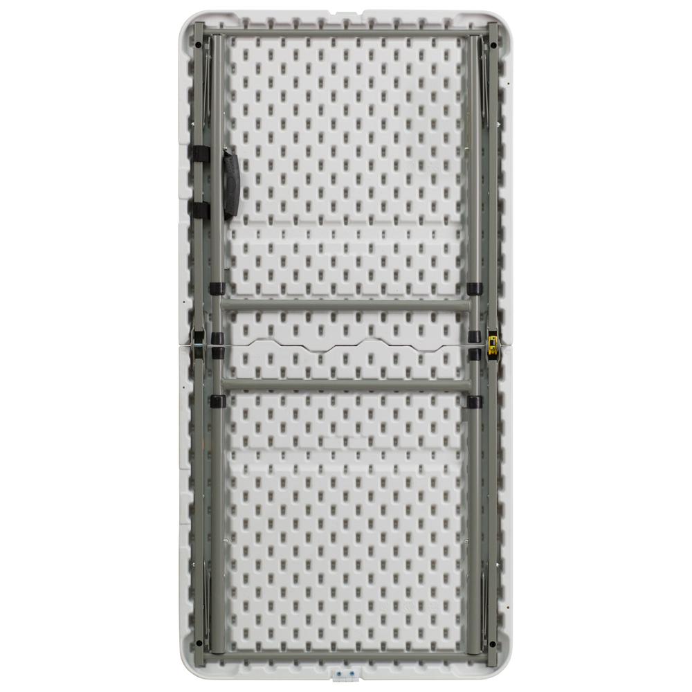 4-Foot Height Adjustable Bi-Fold Granite White Plastic Folding Table - Flash Furniture