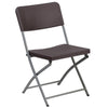 HERCULES Series Brown Rattan Plastic Folding Chair with Gray Frame - Flash Furniture