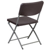 HERCULES Series Brown Rattan Plastic Folding Chair with Gray Frame - Flash Furniture