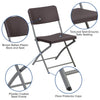 HERCULES Series Brown Rattan Plastic Folding Chair with Gray Frame - Flash Furniture