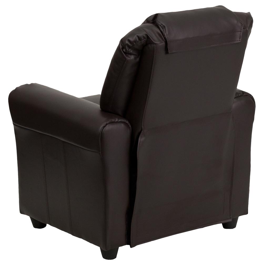 Contemporary Brown LeatherSoft Kids Recliner with Cup Holder and Headrest - Flash Furniture