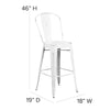 30'' High White Metal Indoor-Outdoor Barstool with Gray Poly Resin Wood Seat - Flash Furniture