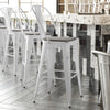 30'' High White Metal Indoor-Outdoor Barstool with Gray Poly Resin Wood Seat - Flash Furniture